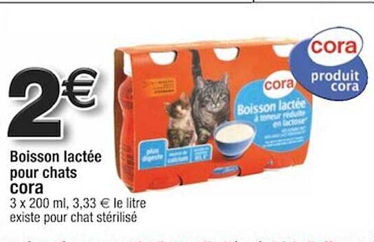 boisson lactée pour chats cora