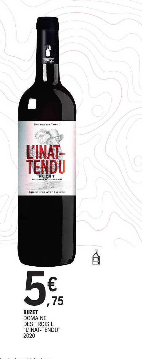 buzet domaine des trois l "l'inat-tendu" 2020