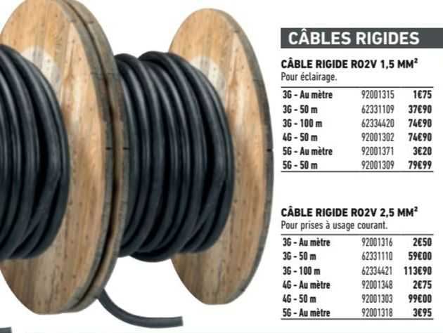 câble rigide r02v 1,5 mm², câble rigide r02v 2,5 mm²