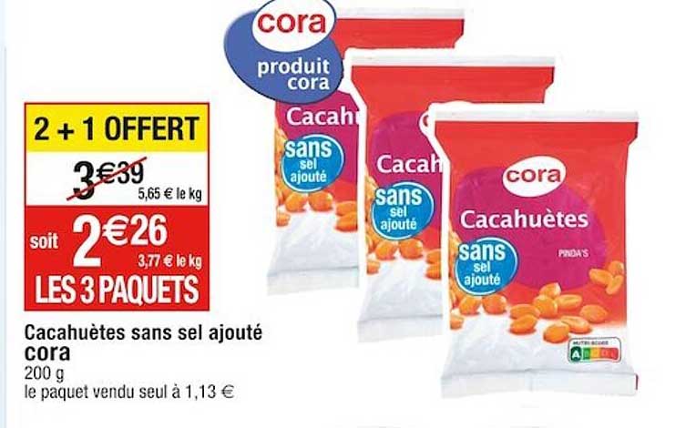 cacahuètes sans sel ajouté cora