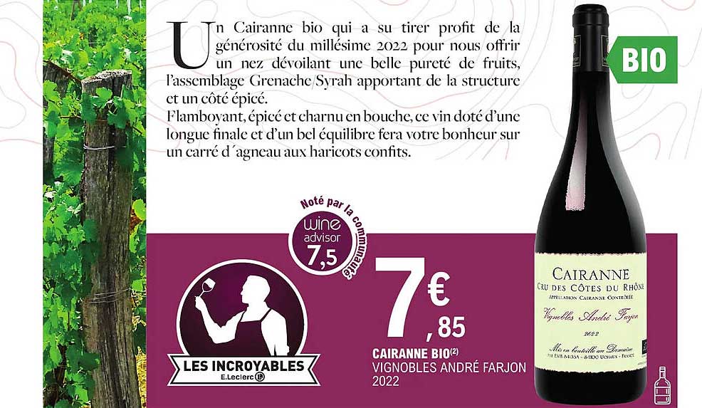 cairanne bio vignobles andré farjon 2022