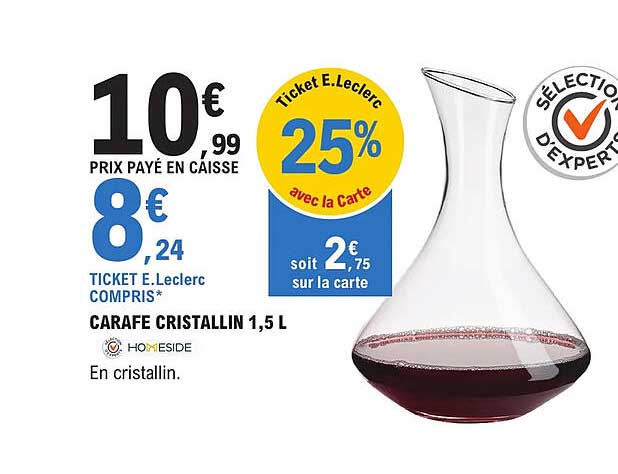 carafe cristallin 1,5l homeside