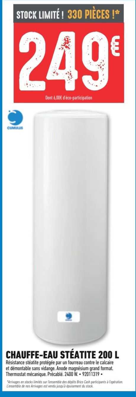 chauffe-eau stéatite 200 l