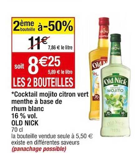 cocktail mojito citron vert menthe à base de rhum blanc 16% vol old nick