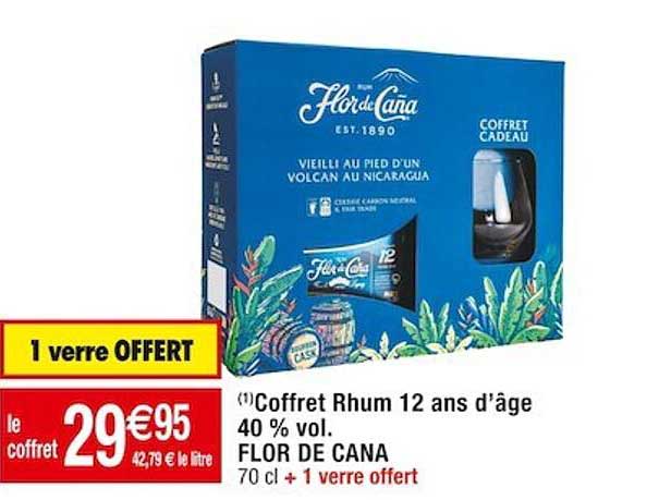 coffret rhum 12 ans d'âge 40% vol. flor de cana