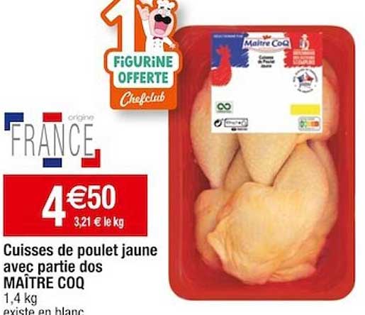 cuisses de poulet jaune avec partie dos maître coq