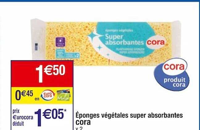 éponges végétales super absorbantes cora