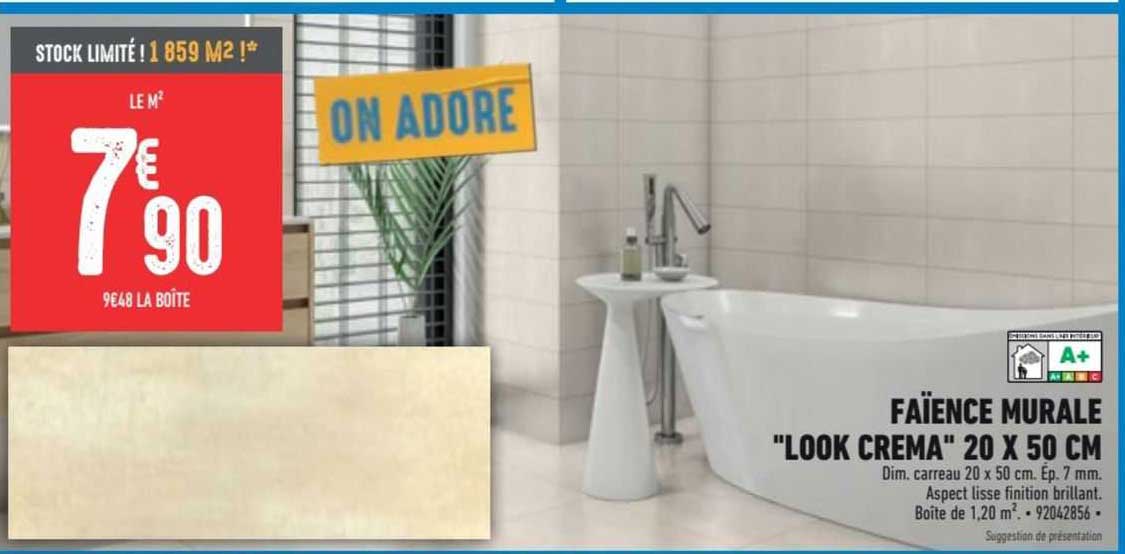 faïence murale "look crema" 20 x 50 cm