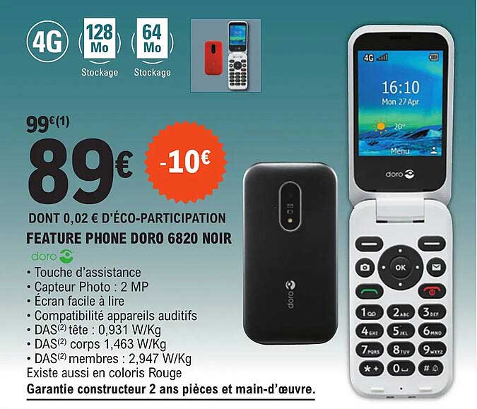 feature phone doro 6820 noir doro