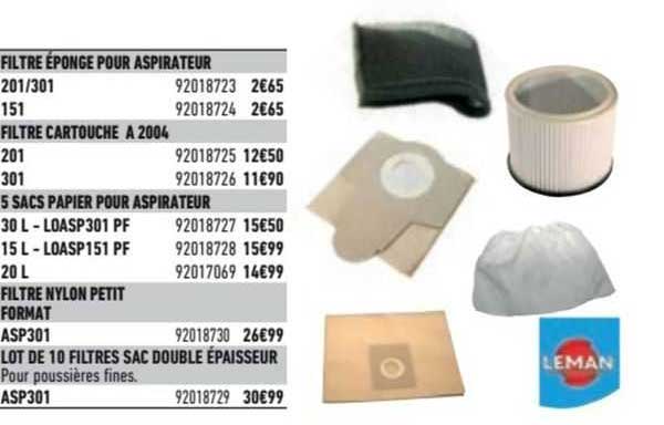 filtre éponge pour aspirateur, filtre cartouche A 2004, 5 sacs papier pour aspirateur, filtre nylon petit format, lot de 10 filtres sac double épaisseur