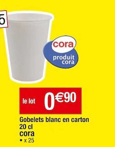 gobelets blanc en carton 20cl cora