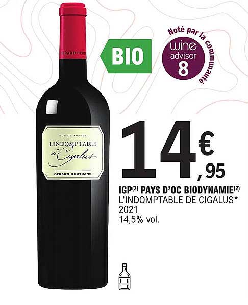 igp pays d'oc biodynamie l'indomptable de cigalus 2021