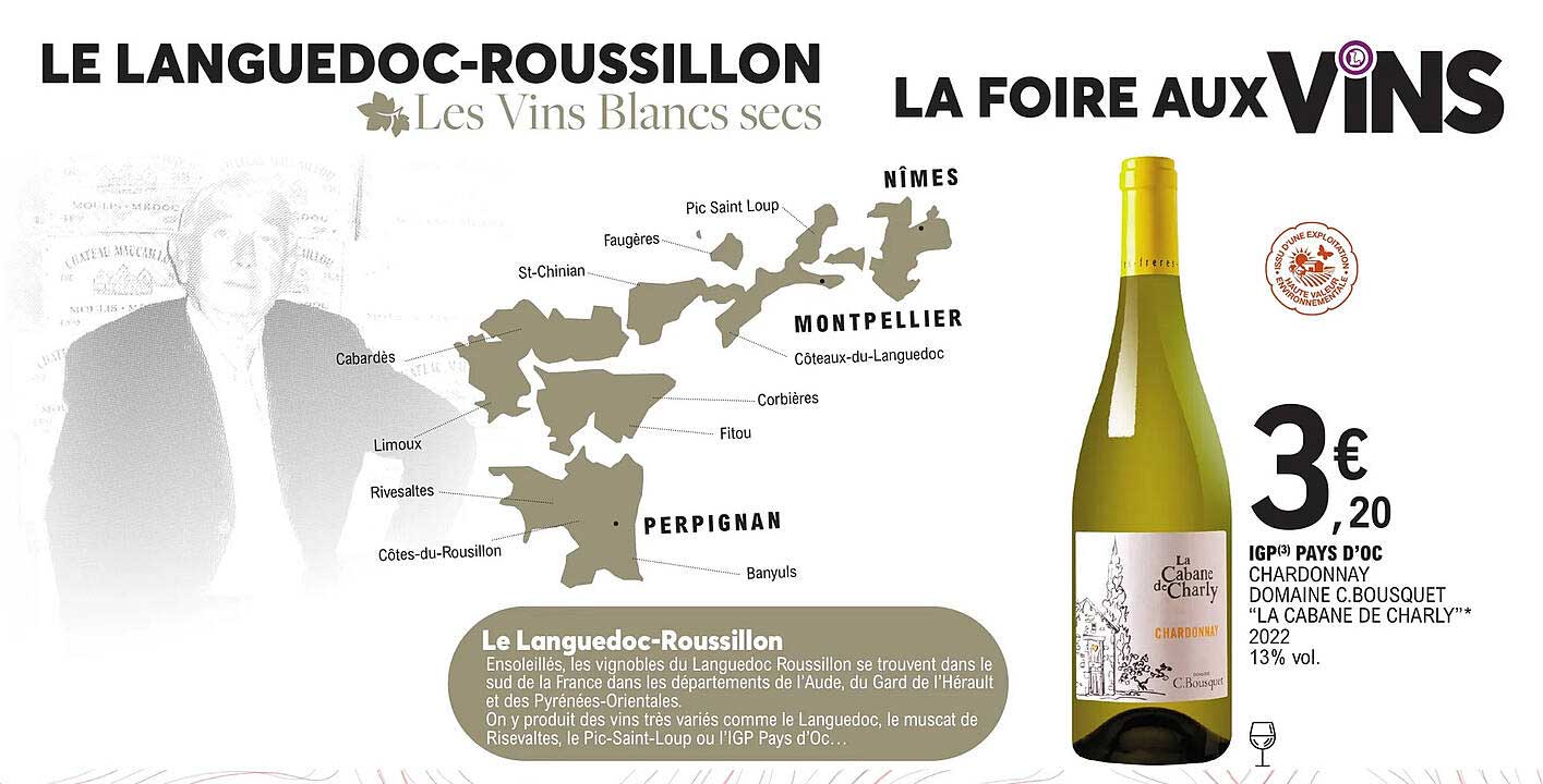 igp pays d'oc chardonnay domaine c.bousquet "la cabane de charly" 2022