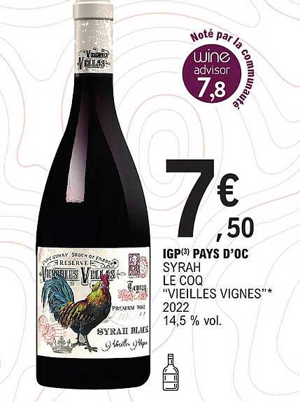 igp pays d'oc syrah le coq "vieilles vignes" 2022