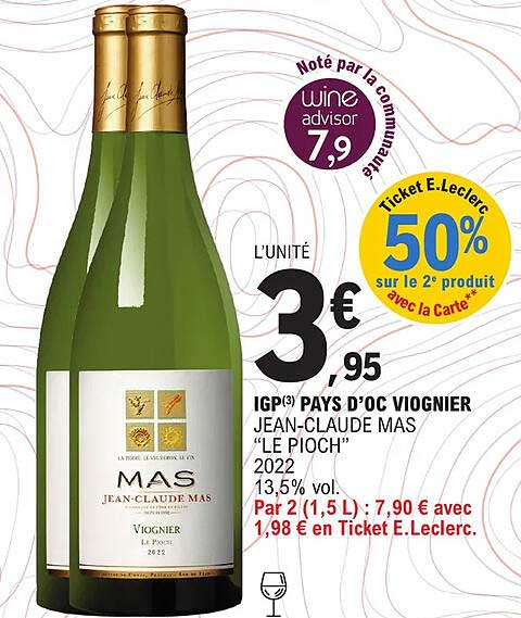 igp pays d'oc viognier jean-claude mas "le pioch" 2022