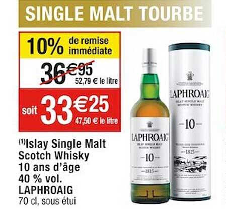 islay single malt scotch whisky 10 ans d'âge 40% vol. laphroaig