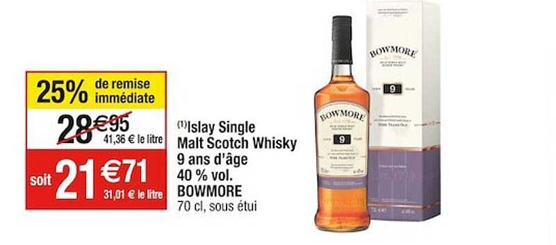islay single malt scotch whisky 9 ans d'âge 40% vol. bowmore