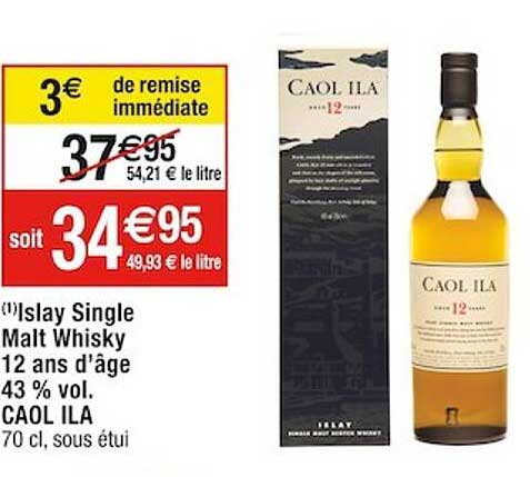 Islay Single Malt Whisky 12 Ans D'âge 43% Vol. Caol Ila