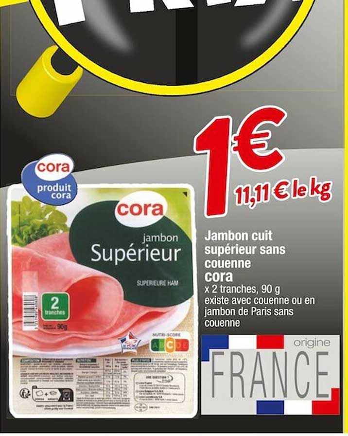 Jambon Cuit Supérieur Sans Couenne Cora