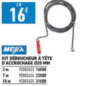 kit déboucheur à tête d'accrochage ø 20 mm mejix