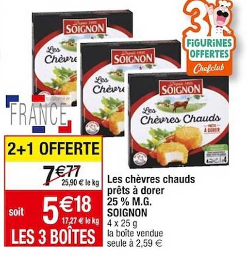 les chèvres chauds prêts à dorer 25% m.g. soignon