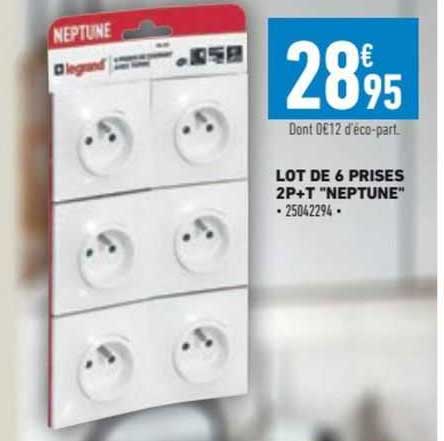 lot de 6 prises 2p+t "neptune"