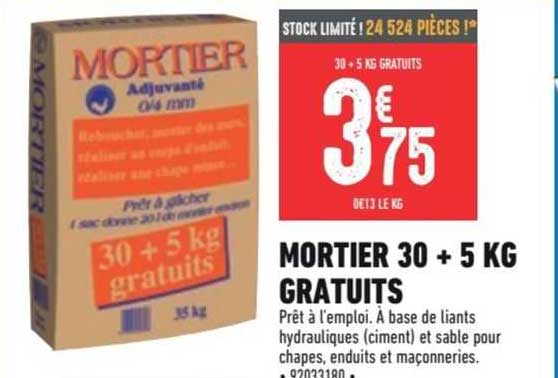 mortier 30 + 5 kg gratuits