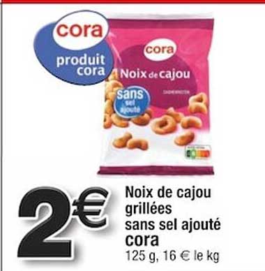 noix de cajou grillées sans sel ajouté cora
