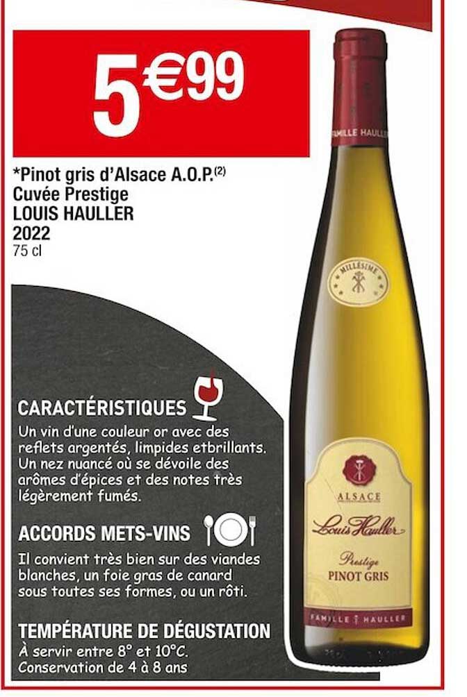 pinot gris d'alsace a.o.p. cuvée prestige louis hauller 2022