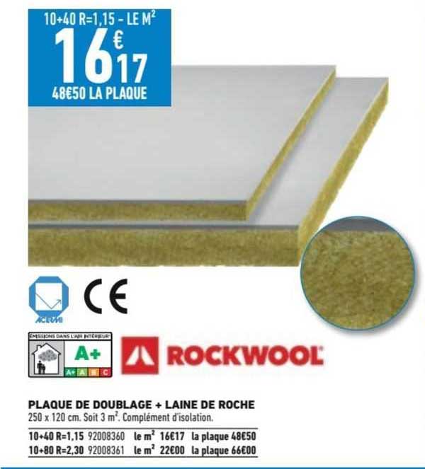 plaque de doublage + laine de roche rockwool