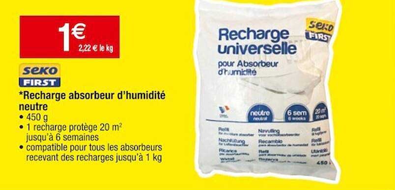 recharge absorbeur d'humidité neutre seko first