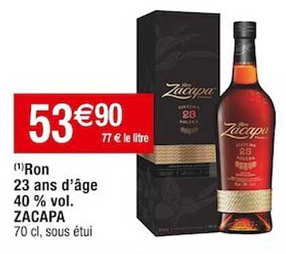 ron 23 ans d'âge 40% vol. zacapa