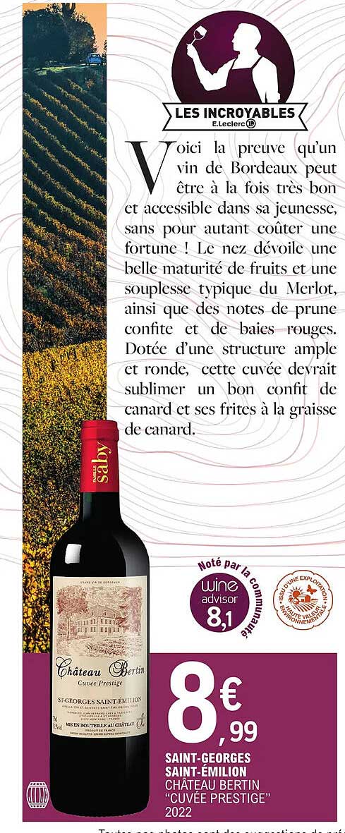 saint-georges saint-émilion château bertin "cuvée prestige" 2022