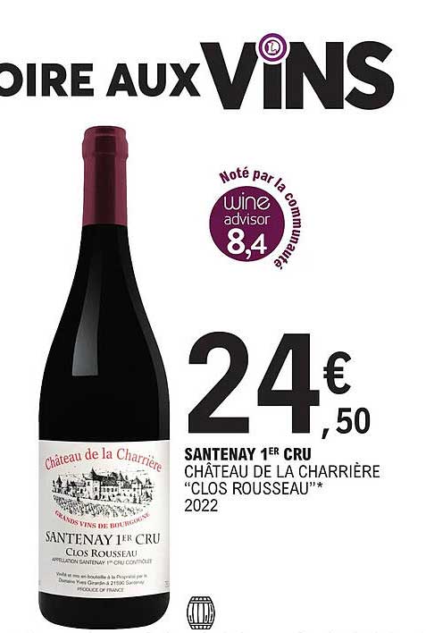 santenay 1er cru château de la charrière "clos rousseau" 2022
