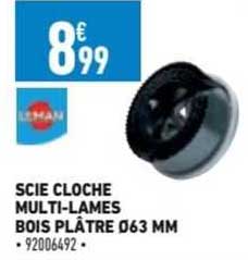 scie cloche multi-lames bois plâtre ø 63 mm