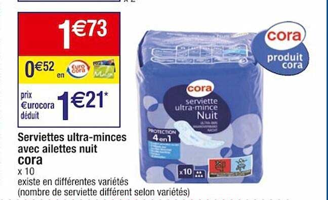 Serviettes Ultra-minces Avec Ailettes Nuit Cora