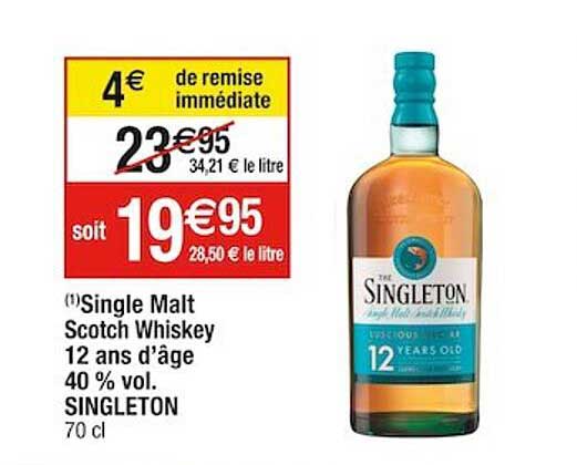 single malt scotch whiskey 12 ans d'âge 40% vol. singleton