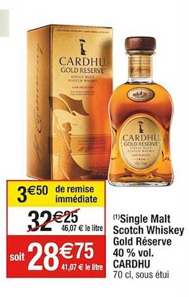 single malt scotch whiskey gold réserve 40% vol. cardhu