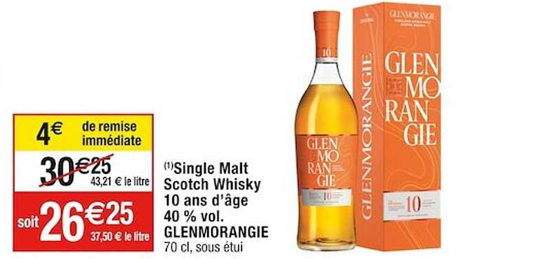 single malt scotch whisky 10 ans d'âge 40% vol. glenmorangie