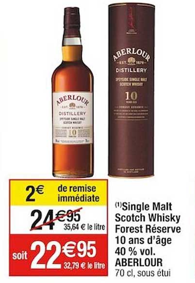 single malt scotch whisky forest réserve 10 ans d'âge 40% vol. aberlour