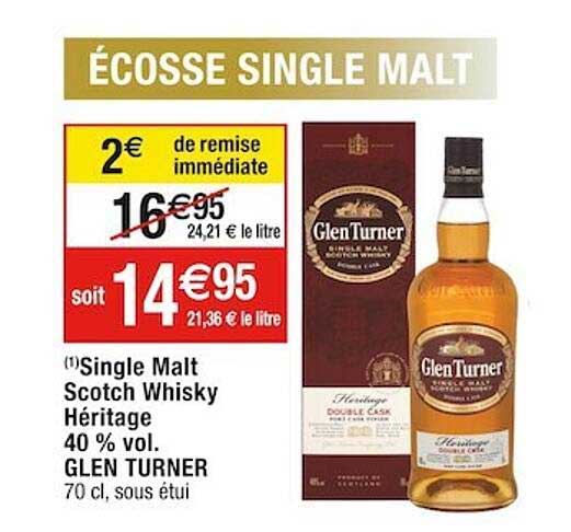 single malt scotch whisky héritage 40% vol. glen turner