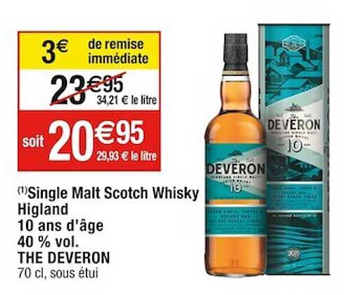 single malt scotch whisky higland 10 ans d'âge 40% vol. the deveron