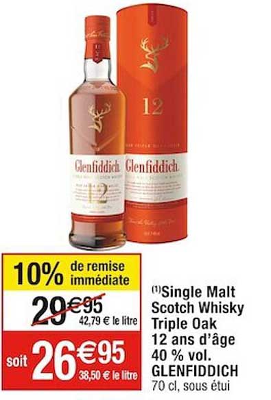 single malt scotch whisky triple oak 12 ans d'âge 40% vol. glenfiddich