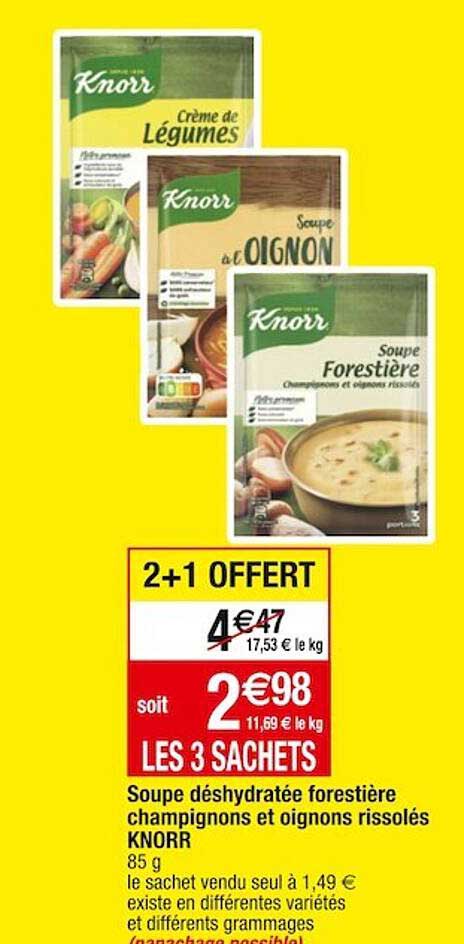 Soupe Déshydratée Forestière Champignons Et Oignons Rissolés Knorr