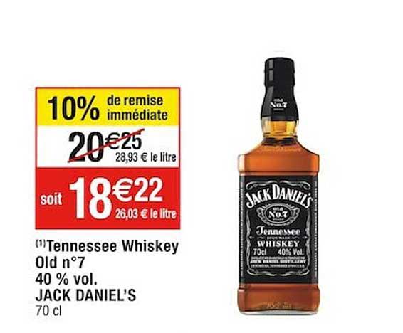 tennessee whiskey old n°7 40% vol. jack daniel's