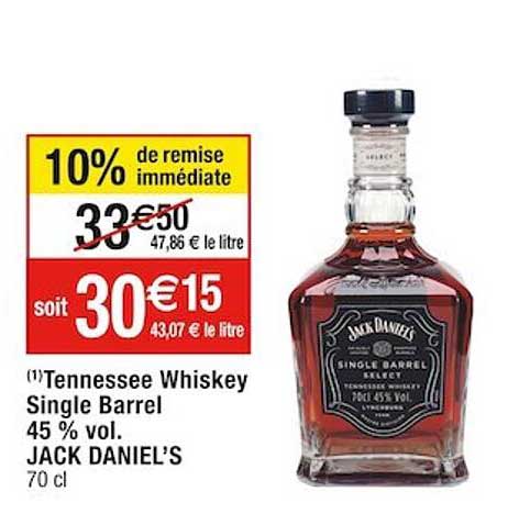 tennessee whiskey single barrel 45% vol. jack daniel's
