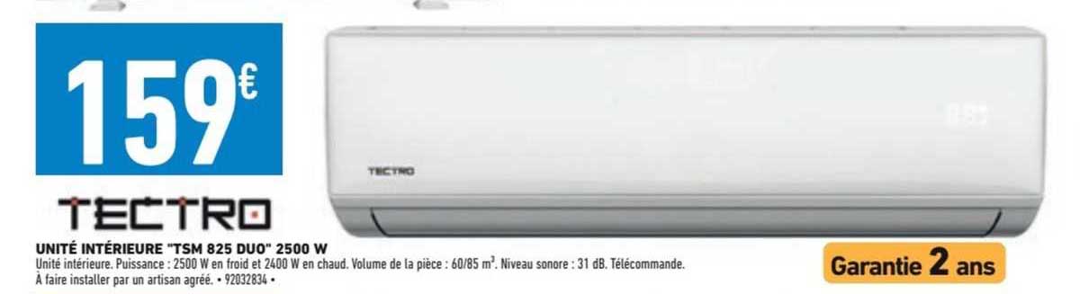 unité intérieure "tsm 825 duo" 2500 w tectro