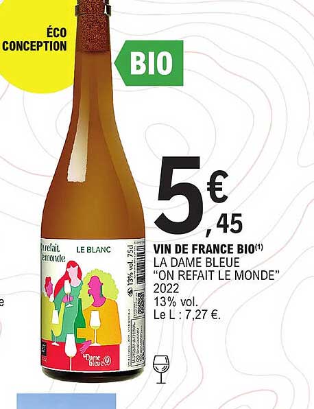 Vin De France Bio La Dame Bleue "on Refait Le Monde" 2022