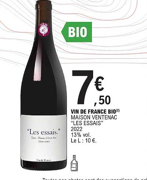 vin de france bio maison ventenac "les essais" 2022