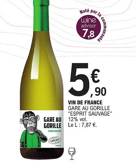 vin de france gare au gorille "esprit sauvage" 12% vol.